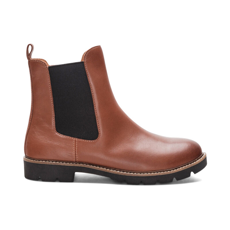 cognac weatherproof leather boot right view