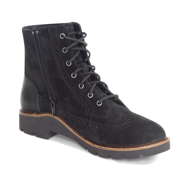 black weatherproof leather lace-up boot extra view