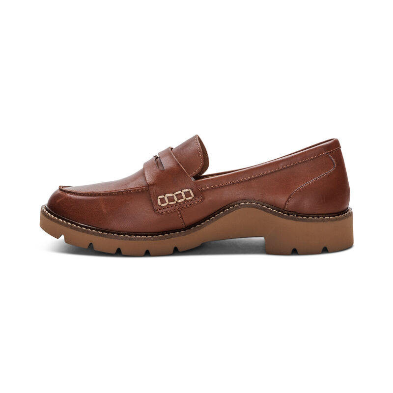 cognac premium leather loafer left view