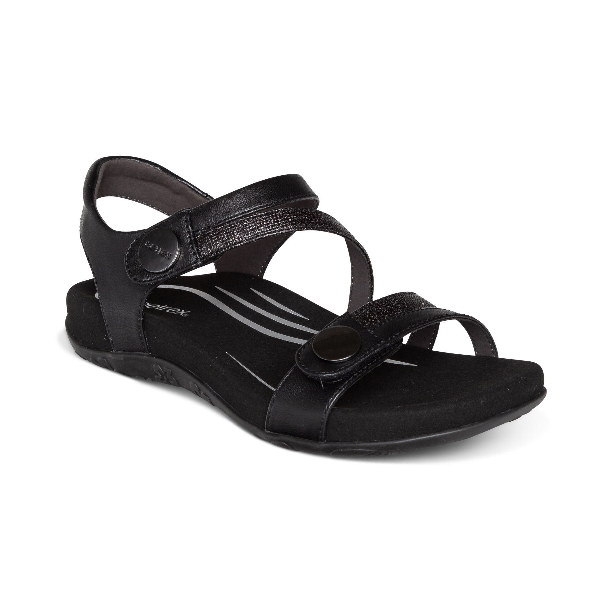 keusn women's open toe ankle strap buckle low heels sandals shoes with back  zipper black size 7.5 - Walmart.com