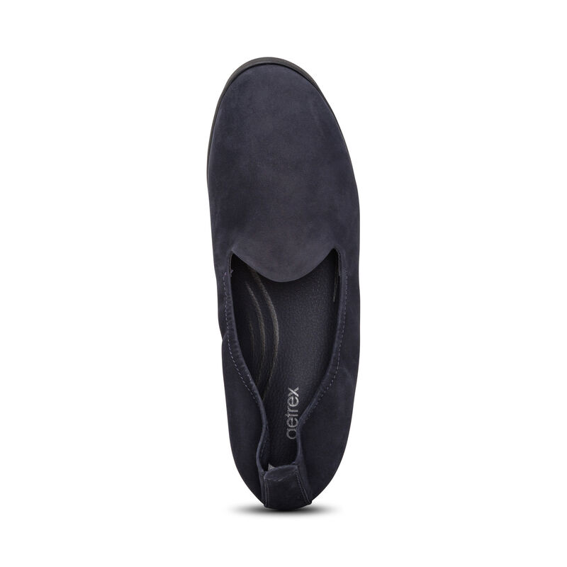 navy slip-on flat top view