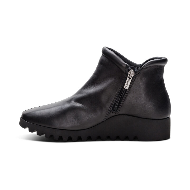 black leather slip-on boot left view