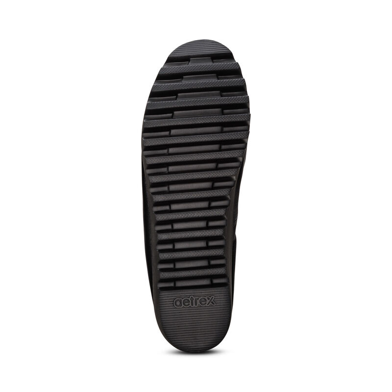 black slip-on flat bottom view