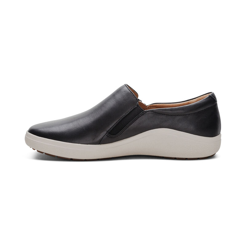 black slip-on sneaker with side zipper left view