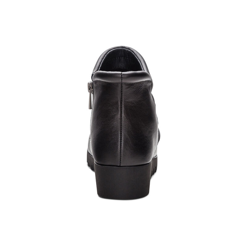 black leather slip-on boot rear view