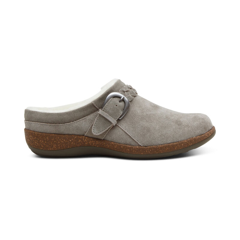 Libby Fleece Grey Clog with Arch Support