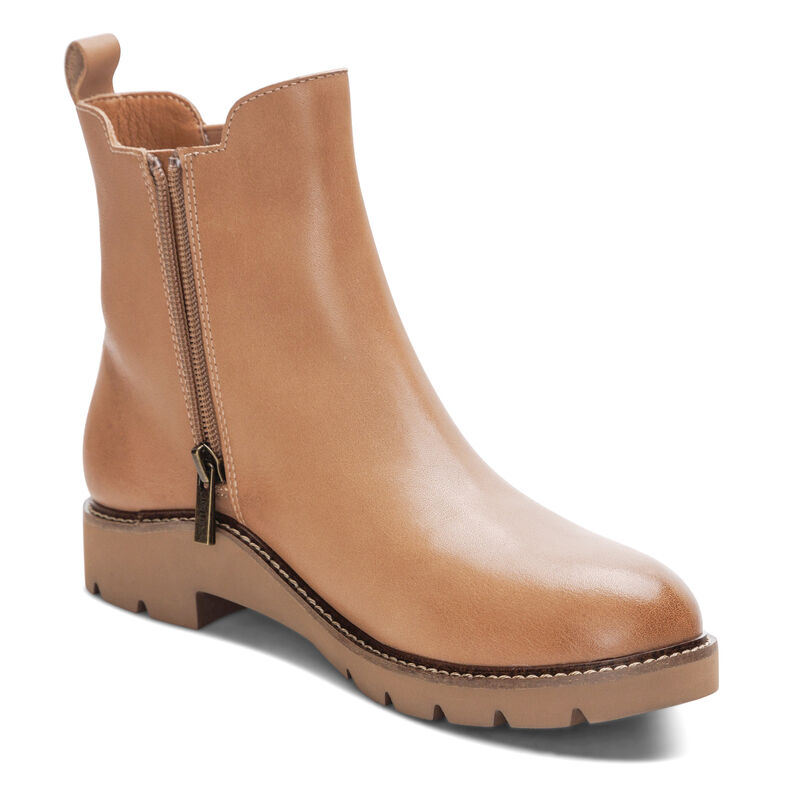 tan weatherproof leather boot extra view