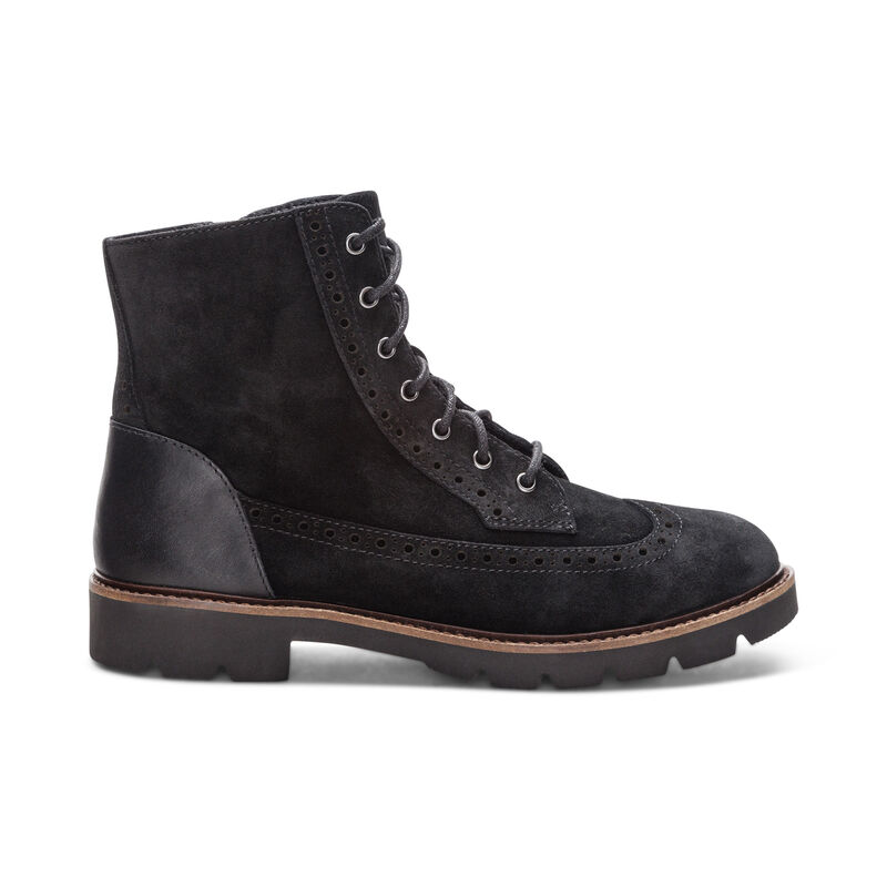 black weatherproof leather lace-up boot right view