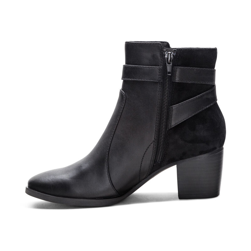 black heel boot left view