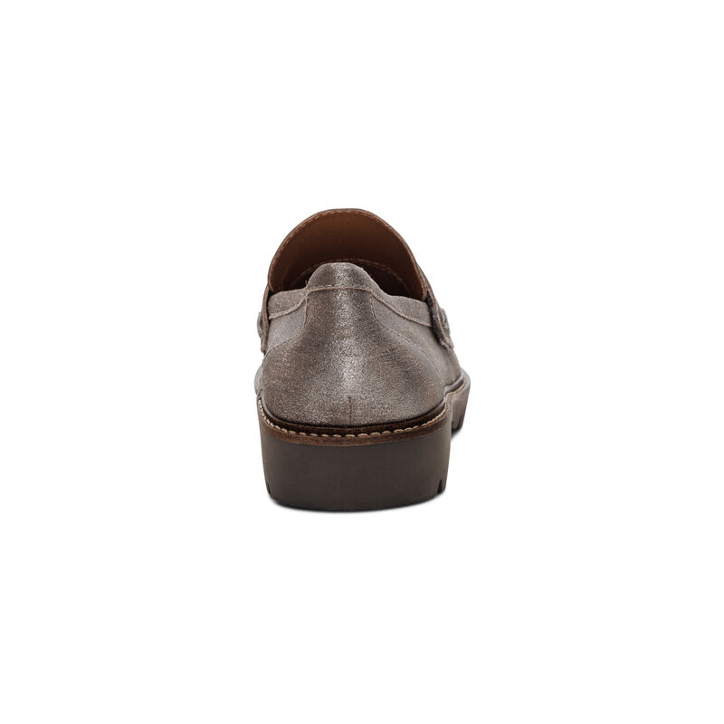 brushed silver premium leather loafer rear view